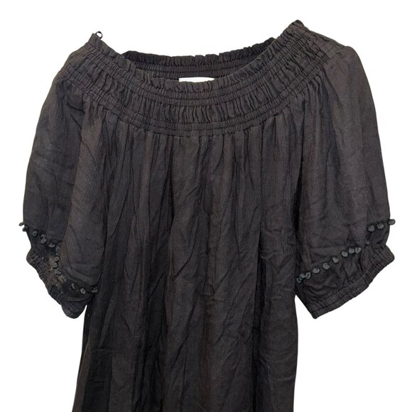 Apiece Apart New York black ballon sleeve smocking tunic dress 6 off shoulder - Picture 4 of 5